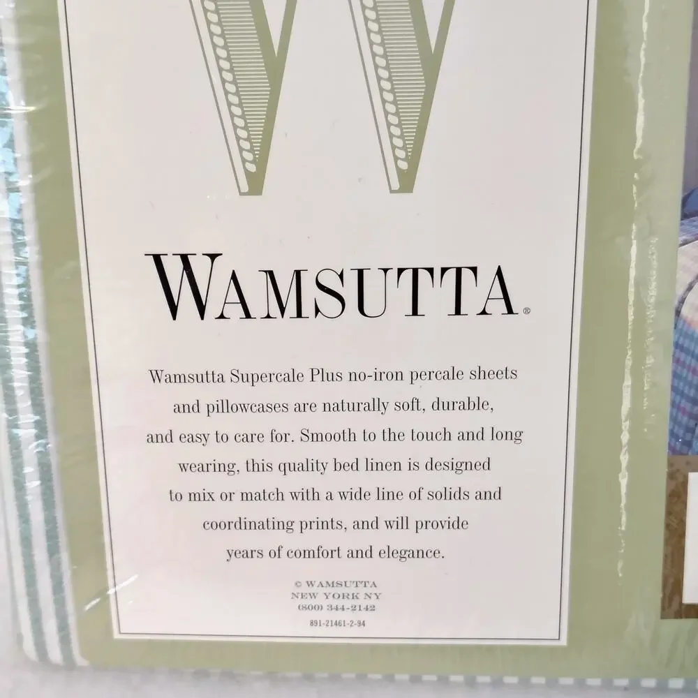 Wamsutta Green Striped Supercale Plus Cotton Blend Twin Flat Sheet NEW Vintage